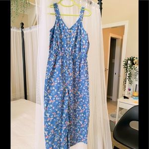 Blue and flower print jumpsuit from Justice.